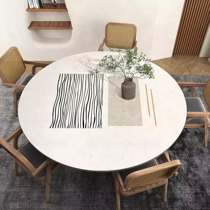 Toalha de mesa redonda impermeável do PVC, mesa de jantar à prova de óleo, estilo minimalista japonês, decoração do lar