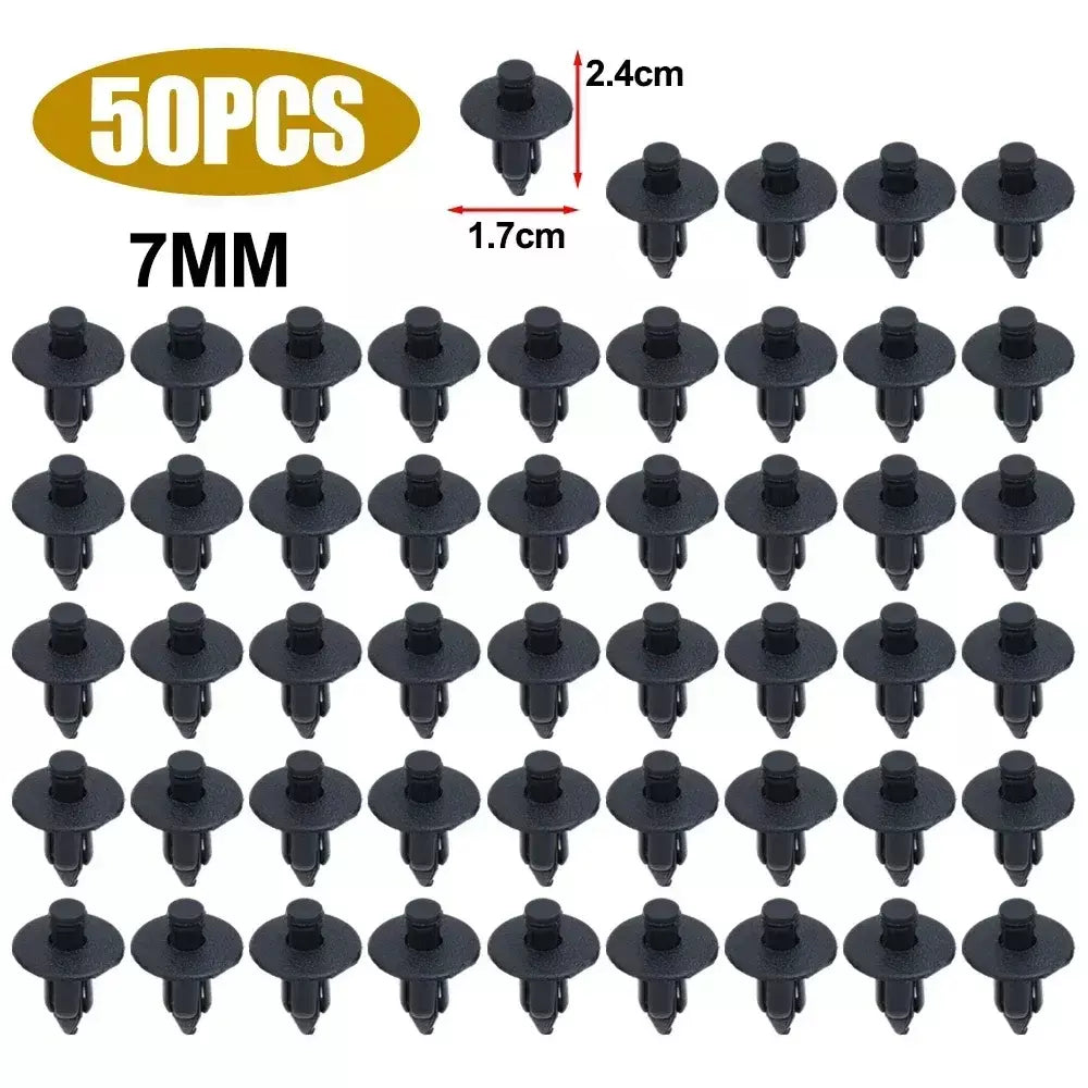 Auto grampos do prendedor para o carro, rebite plástico da carenagem, painel de ajuste, pino misto, interior, 6mm, 7mm, 8mm, 100 Pcs, 50Pcs
