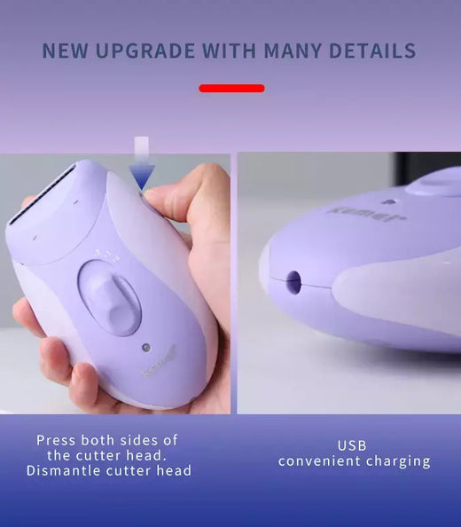 Kemei-Depiladora Elétrica Recarregável para Mulheres, 4in 1, Depilação Facial do Corpo, Aparador de Biquíni para Pernas, axilas