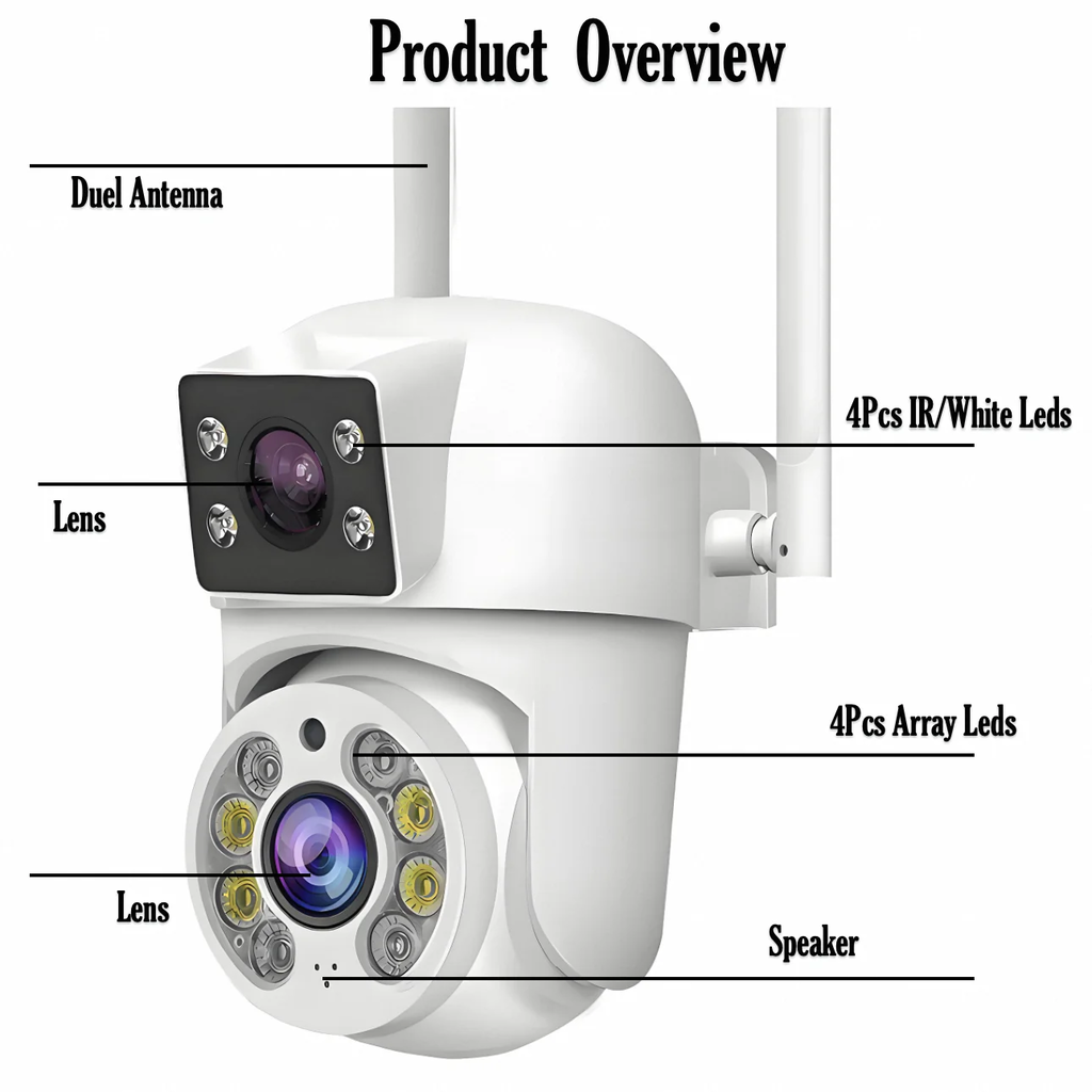 Tuya 8mp wifi câmera ip ptz lente dupla tela dupla detecção manual cor cheia visão noturna câmera de vigilância segurança ao ar livre