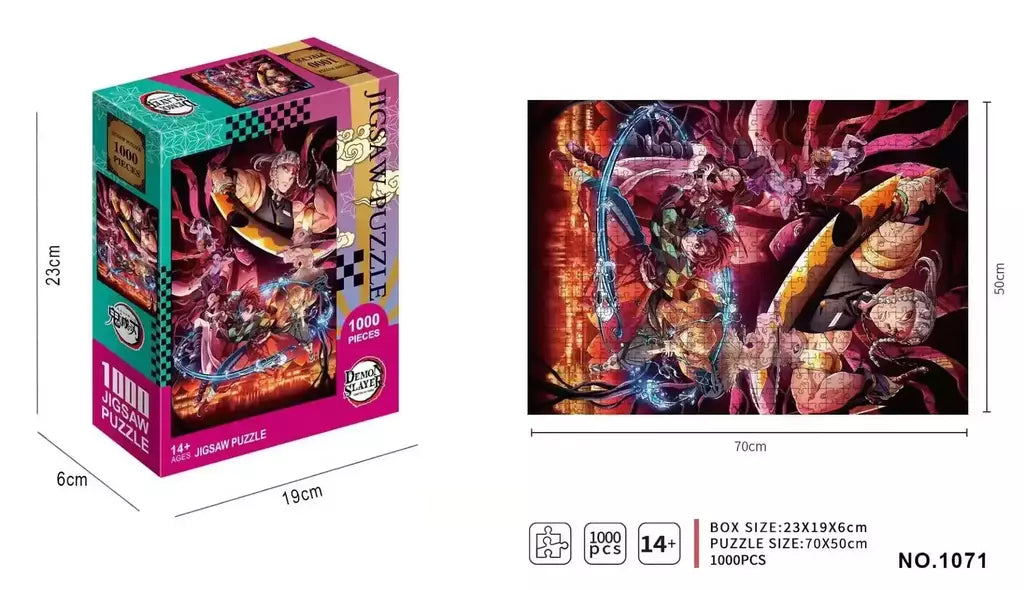 500/1000 peças quebra-cabeças para adultos demon slayer anime japonês série kimetsu dos desenhos animados crianças brinquedos educativos iluminar presentes