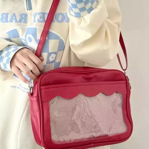 Japonês Harajuku Ita Bag para Mulheres, PU Transparente Bolso Itabag, Uniforme De Meninas Do Ensino Médio JK Crossbody Bolsa De Ombro, Bolsas