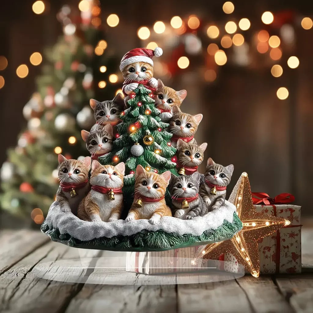 Decorações de Natal acrílicas Baby Cat, enfeites kiiten, espelhos de carro, chaveiros, decorações para casa, festas de fim de ano