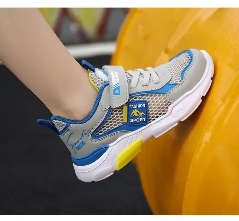 Única rede crianças sapatos meninos tênis verão respirável superfície antiderrapante meninas tênis casuais esportes correndo sapatos ao ar livre