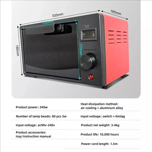 Caixa de cura uv forno de lâmpada ultravioleta 365nm 395nm 405nm led uv forno para resina uv tela flexível rápida manutenção do telefone móvel
