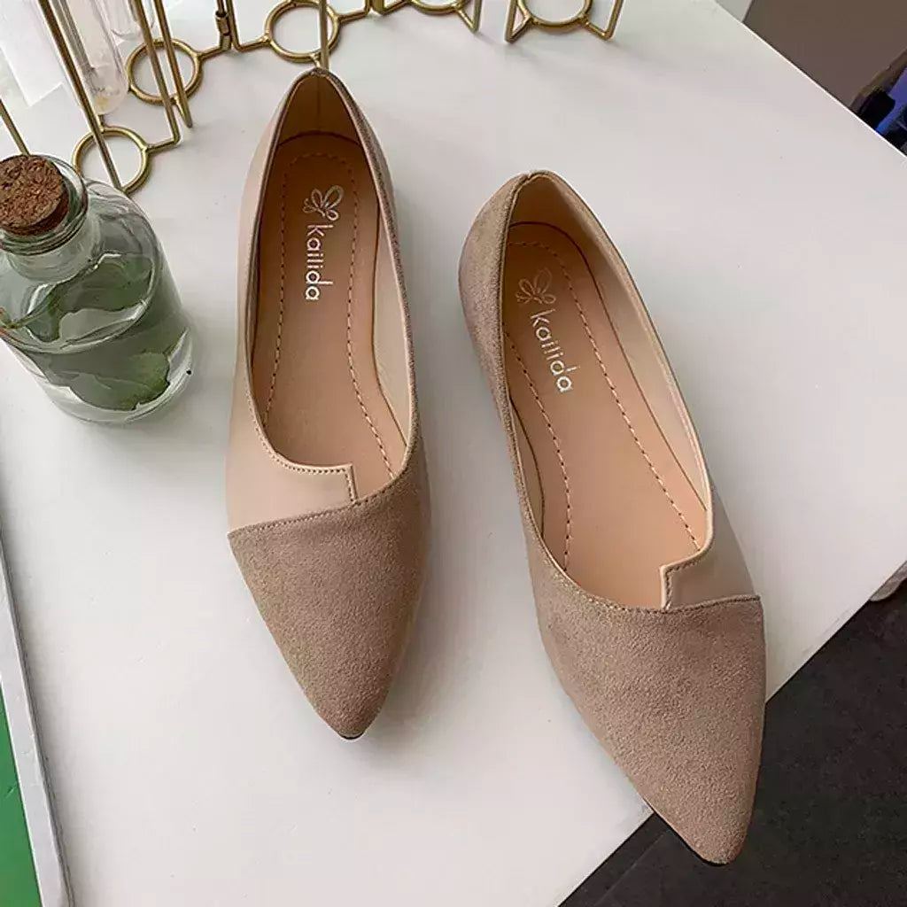 Sapatos rasos de dedo apontado respiráveis para mulheres, sapatos sólidos de retalhos, sapatilhas casuais, mocassins de conforto diários com todos os jogos
