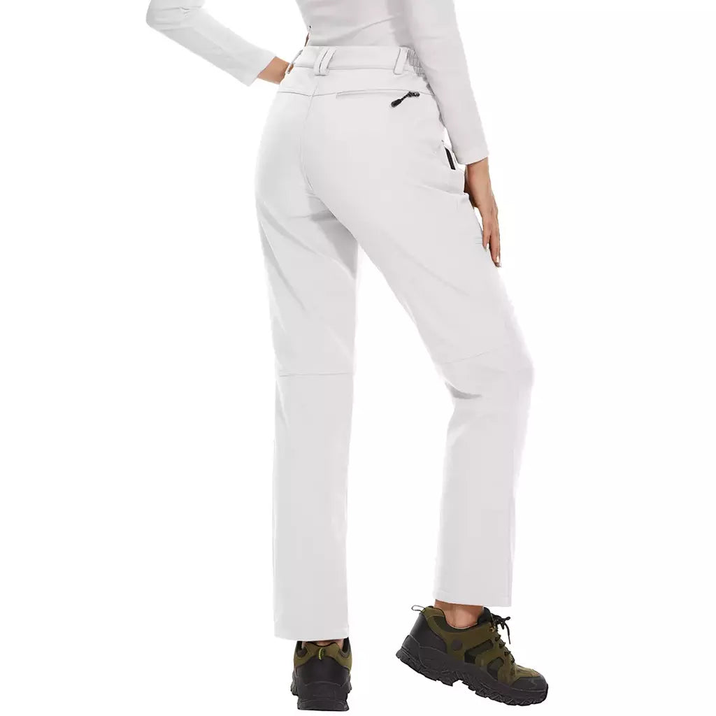 MAGCOMSEN-Calça de lã feminina com bolsos de zíper, calça reta impermeável, carapaça macia, esqui quente com neve, outono e inverno