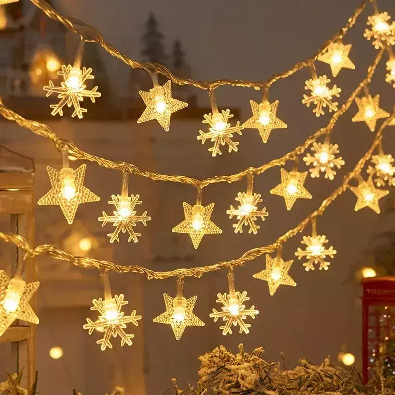Snowflake LED String Lights para decoração de casa, Fairy Lamp, Árvore de Ano Novo, Jardim, Natal, 3m, 2024, 2025, Noel 6