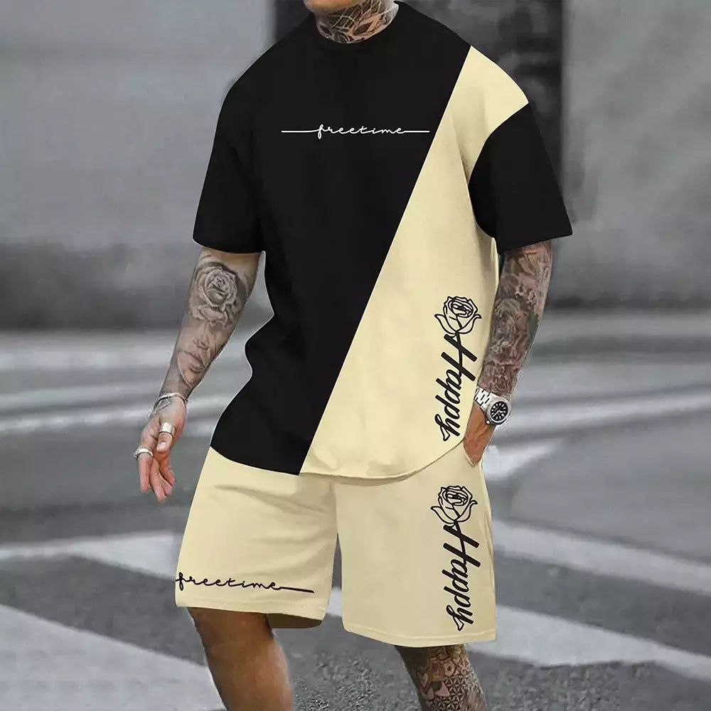 Conjunto de camiseta e shorts casuais masculinos, tops de praia estampados em 3D, moda streetwear, roupas esportivas, estilo havaiano, novo, 2 peças