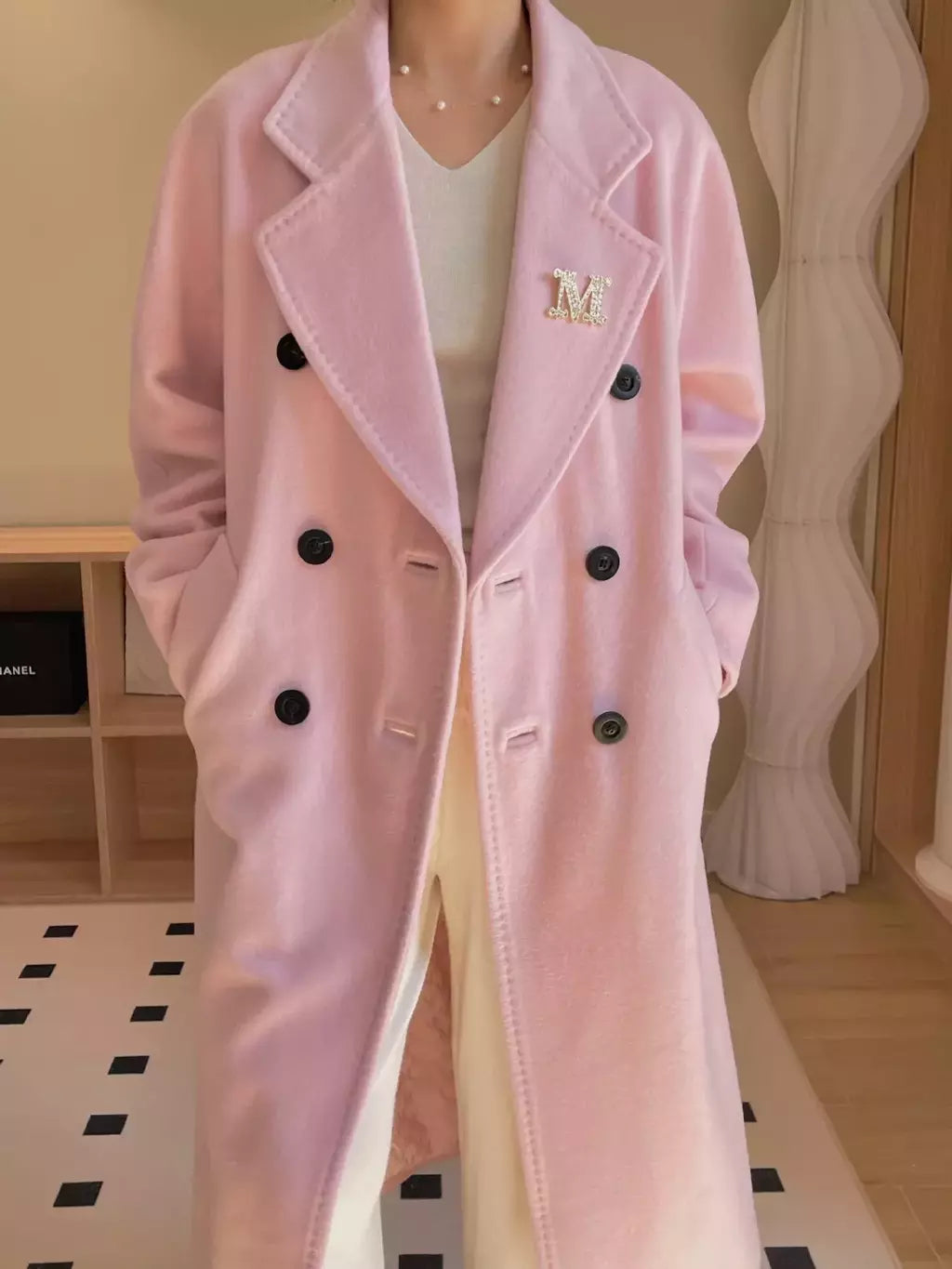 Casaco de Cashmere Camel Classic, casaco de lã de comprimento médio, novo, 101801, outono e inverno
