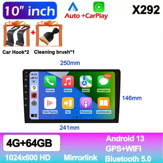 Android13 7 9 10 polegadas multimidia automotiva Car Radio GPS 2 din Rádio Receptor Estéreo Jogador carplay 64G Multimedia Player CarPlay sem fio Android Auto radio automotivo bluetooth Presente