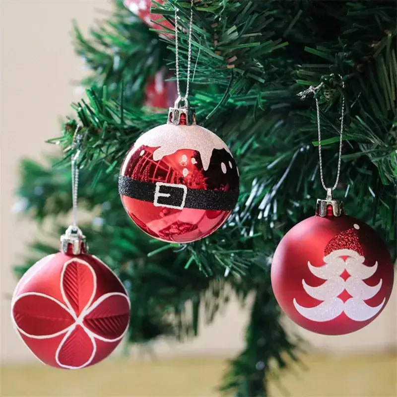 9 pçs bola de natal 6cm decoração da árvore de natal pendurado bola festa de férias decoração diy pintado pingente de árvore de natal