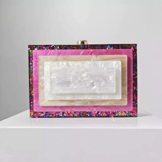 Saco de noite de luxo acrílico para mulheres, sacos na moda, bolsas de marca verde, bege, festa, casual, caixa bonito, mini embreagem, bolsa, carteira, carteira, novo