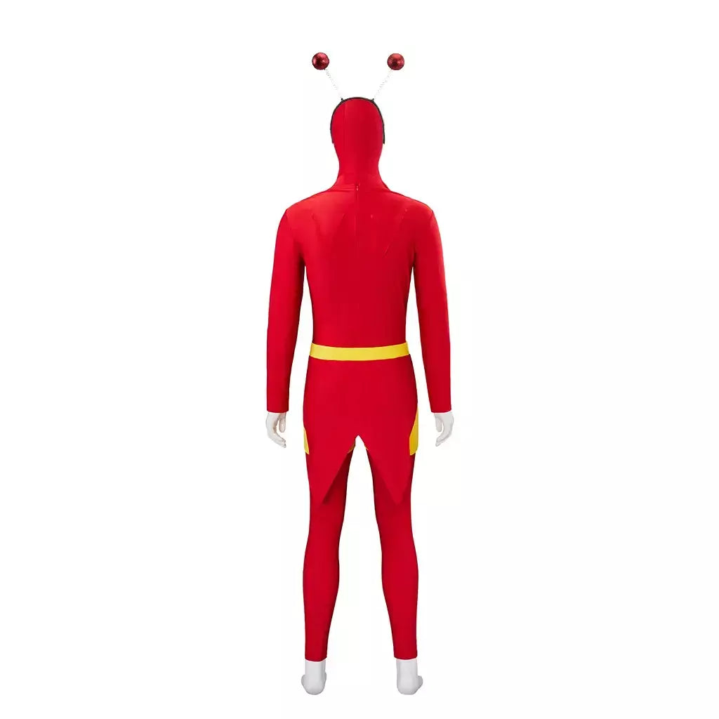 Em estoque adultos el chapulin colorado cosplay traje macacão chapulin colorado vermelho bodysuit coração impresso roupas para o dia das bruxas