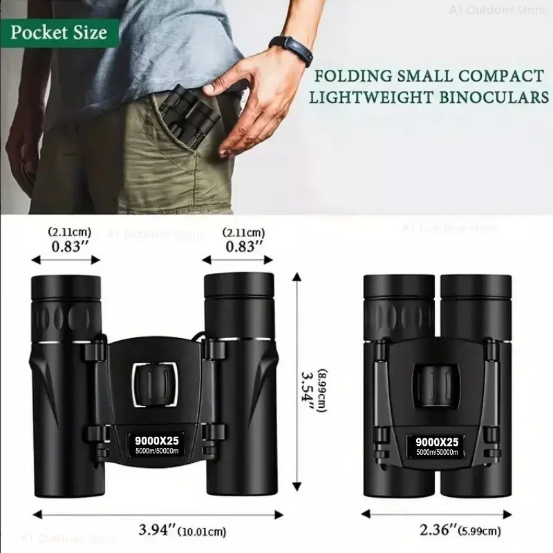 9000x25 hd zoom portátil poderoso binóculos de longo alcance bak4 telescópio jumelles dobrável bak4 binóculos para caça acampamento