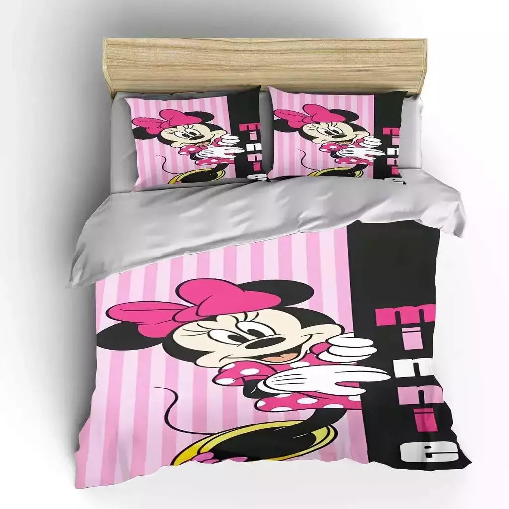 Mickey e Minnie Conjunto de cama para crianças, Fluffy Cartoon Comforter Cover, US Twin Bedclothes, Queen Size, macio, bebê, 3pcs