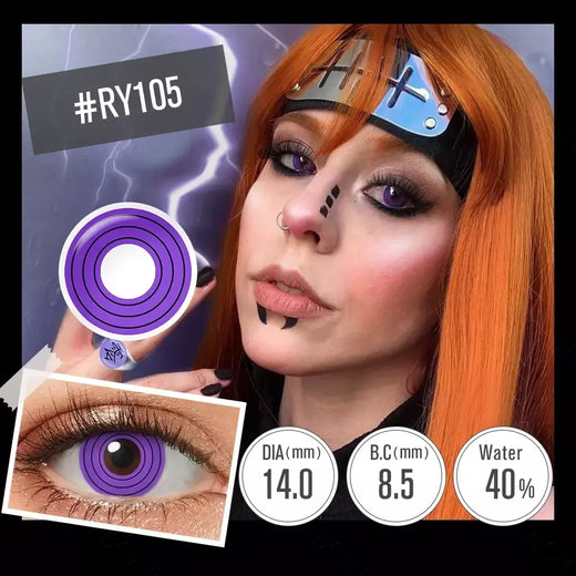 (0,00 ~-6,00) Lentes de contato de prescrição Pseyeche com grau Sasuke Anime Cosplay Sharingan Rinnegan Lente de contato anual