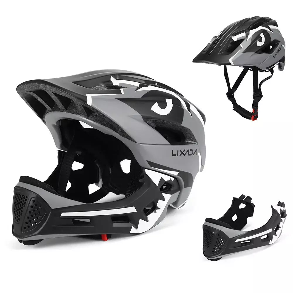 Capacete facial completo destacável para crianças, capacete de segurança esportivo para ciclismo, skate, patinação