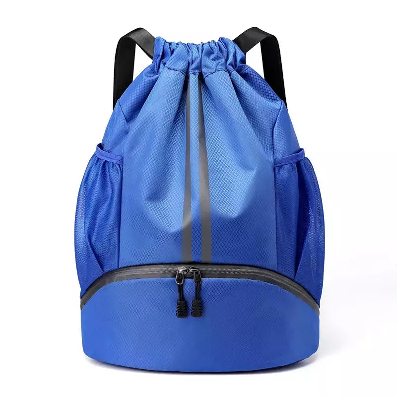 Mochila de cordão para homens e mulheres, Sacos Esportivos, Grande Capacidade Gym Bag, Compartimento de Sapatos, Bolso Molhado, Exterior