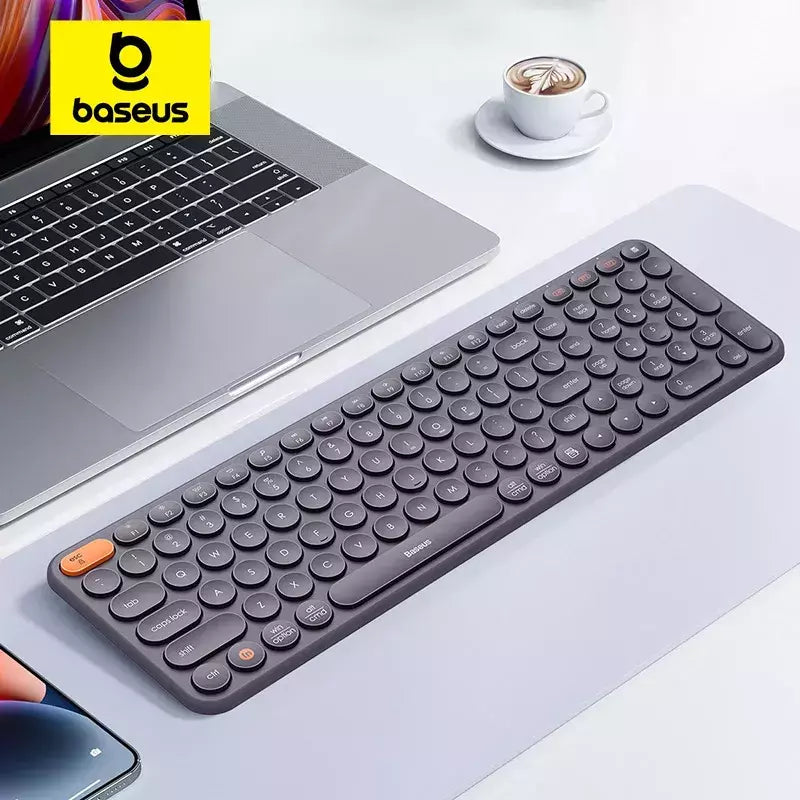 Baseus-Teclado Ergonômico Sem Fio, 2.4G, Bluetooth 5.0, Keycap Numérico para iPad, MacBook, Tablet, Laptop, PC, Office Game