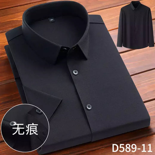 Camisa de spandex fina de manga comprida masculina, manga curta, elástica alta