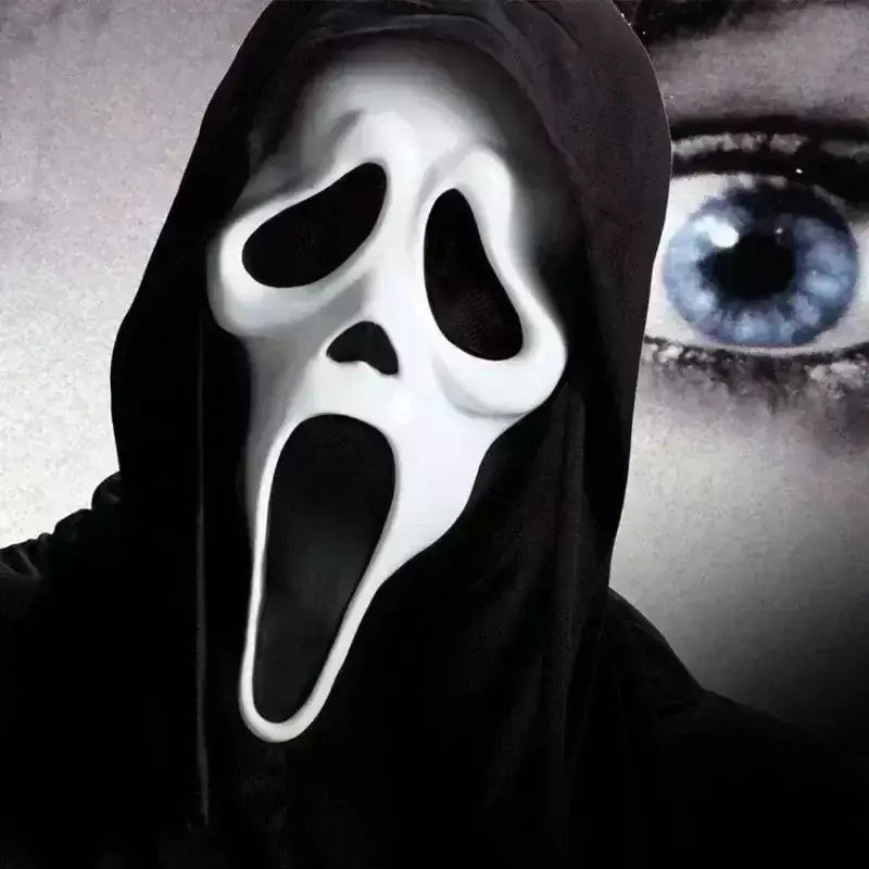 Látex grito ghostface máscara horror cabeça cheia máscara brincadeira cosplay traje filme assustador ghostface adereços decoração de casa fontes de festa