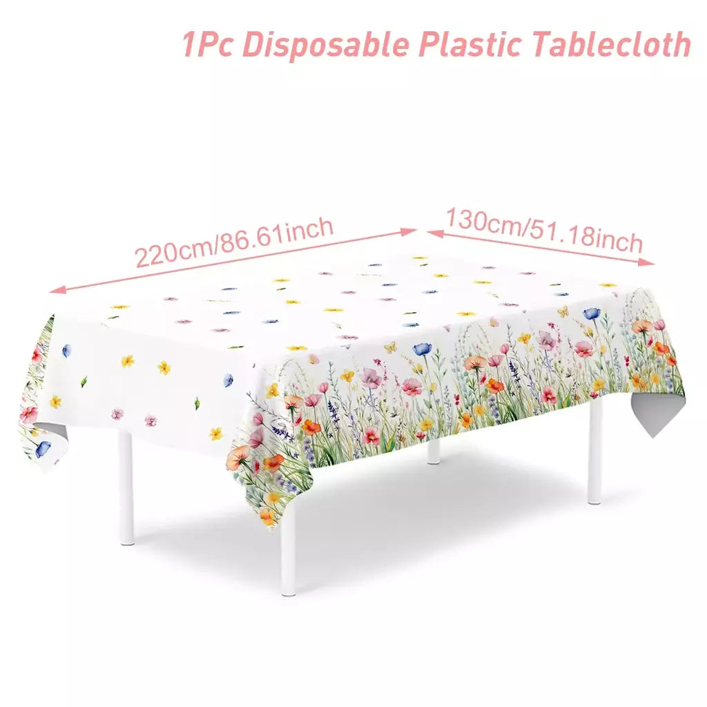 Spring Wild Grass Tablecloth, Table Cover for Home Decor, Verão, Primavera, Verde, Feriado, Casamento, Birthday Party, Kids, Baby Shower