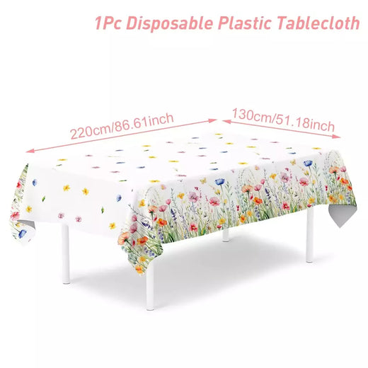 Spring Wild Grass Tablecloth, Table Cover for Home Decor, Verão, Primavera, Verde, Feriado, Casamento, Birthday Party, Kids, Baby Shower