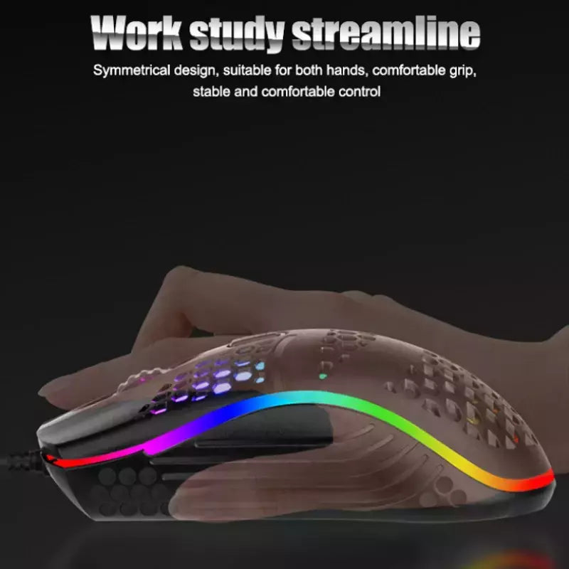 Cabo com fio jogos 7 respiração led luz traseira do mouse óptico usb computador escavado para fora ratos computador portátil desktop 4d pc uso doméstico escritório