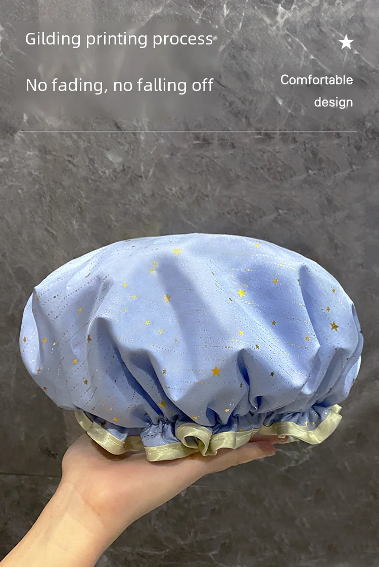 Tampa de banho impermeável de camada dupla para mulheres e crianças, touca de banho reutilizável, resistente a óleo e fumo, chapelaria durável, atacado