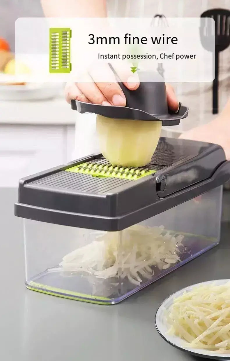 Cortador de vegetais multifuncional, ferramenta de cozinha, picador de alimentos 5 em 1 para tomate, cenoura, queijo, cebola, fatiador portátil, ralador