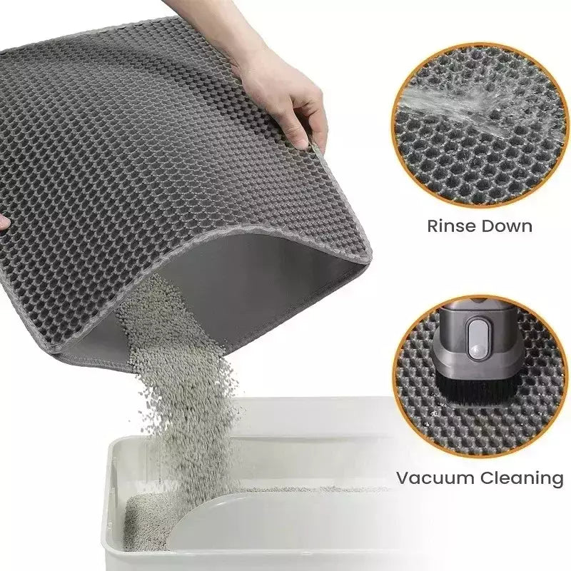 Impermeável Double Layer Pet Litter Mat, Cat Litter Box, Pet WC, Antiderrapante, Areia, Lavável, Limpo, 90x60cm
