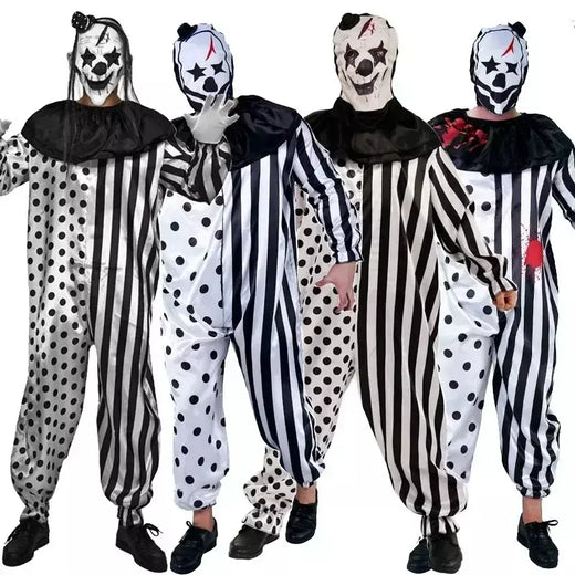 Traje de palhaço secreto para homens halloween horror sangrento macacão role play fantasia vestido adulto roupas desempenho para criança