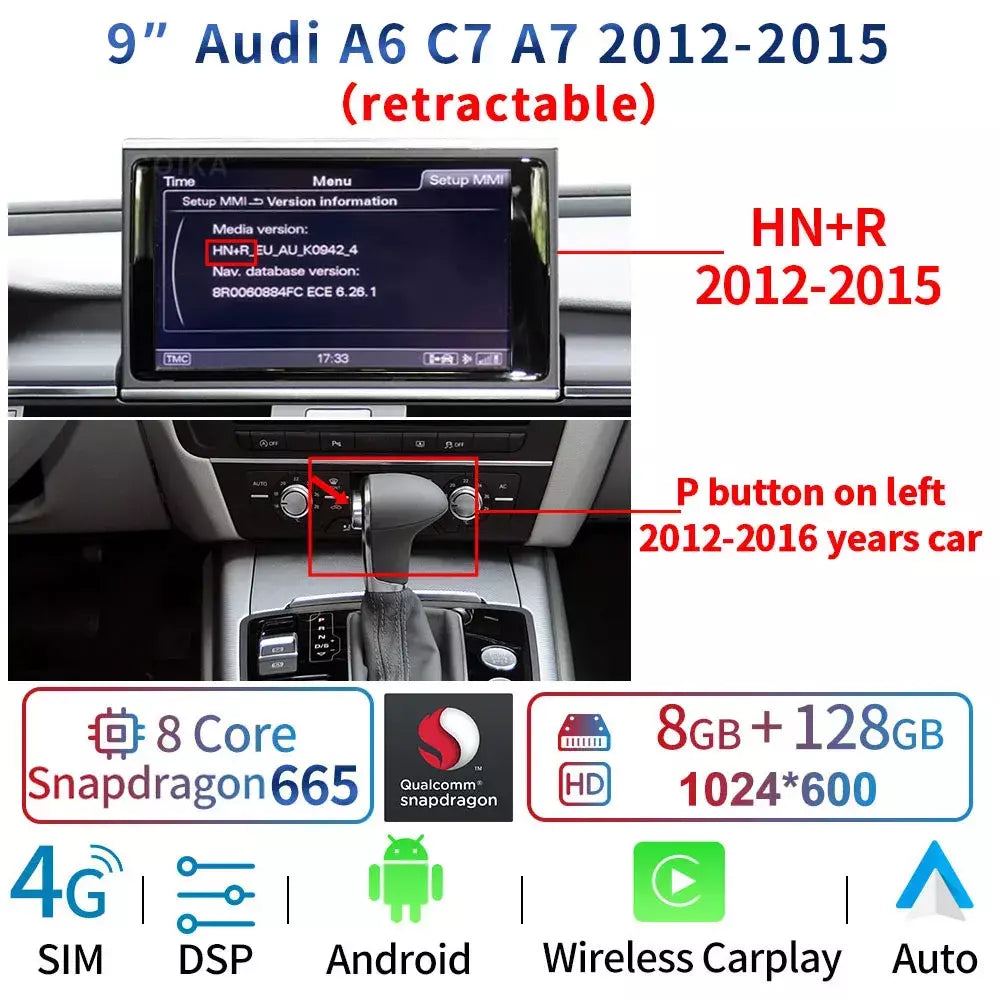 8 núcleos android 13 sistema multimídia estéreo do carro para audi a6 c7 a7 2012-2018 wifi 4g 8 + 128gb ram carplay ips tela de toque gps navi