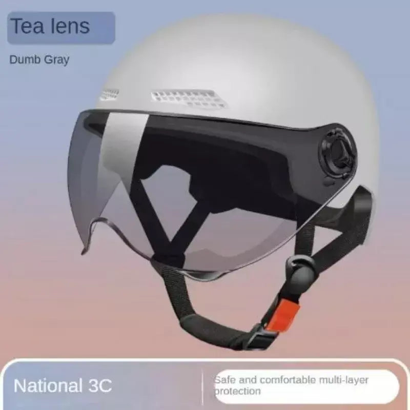Capacete de segurança de bicicleta 3C certificado masculino e feminino adulto crianças dos desenhos animados bicicleta elétrica motocicleta meio capacete com óculos