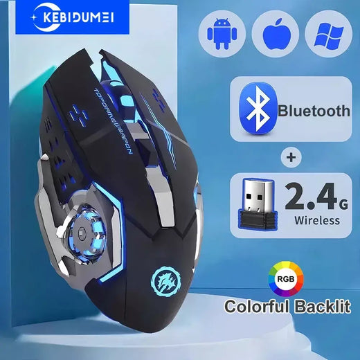 2.4g mouse sem fio bluetooth mouse rgb retroiluminado mouse para jogos recarregável mouse silencioso 3600 dpi mouse para macbook portátil