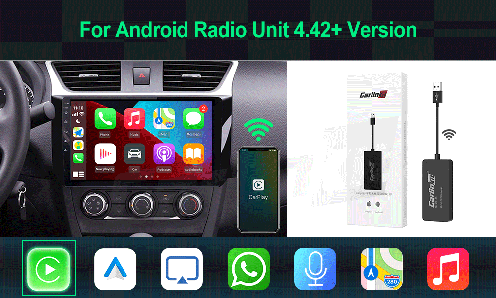 CarlinKit Adaptador CarPlay com fio ou sem fio USB Android Auto Dongle para Android Carro Multimídia Mirrorlink Waze Spotify Autokit