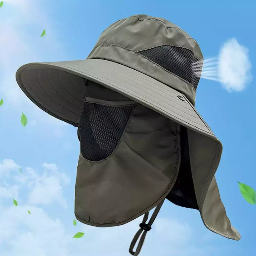Proteção UV Sun Hats para homens e mulheres, Outdoor Hunting Cap Pesca, Caminhadas, Camping Visor, Bucket Hat, Neck Flap Fisherman Hat, Verão