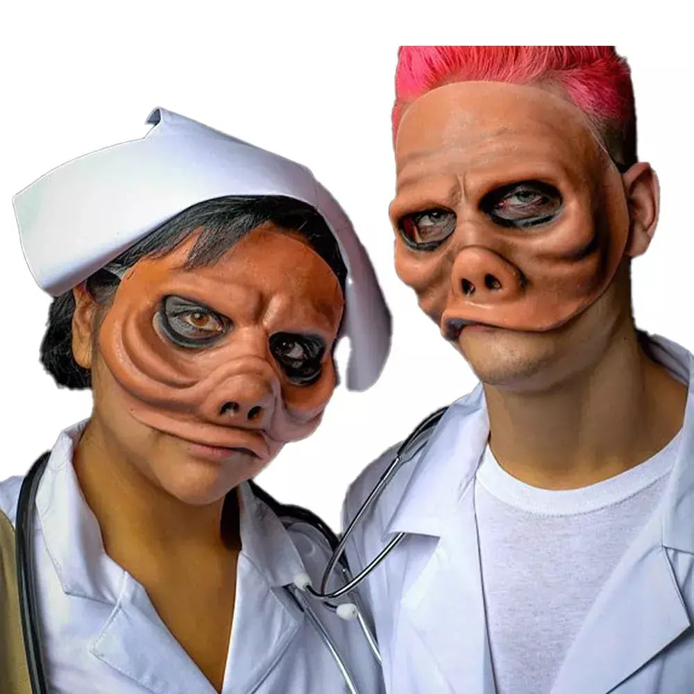 Eye of the Beholder Médico Máscara, Porco Rosto, PU Máscaras de Espuma, Masquerade, Festa de Halloween Costume Props, Engraçado Twilight Zone, Cosplay