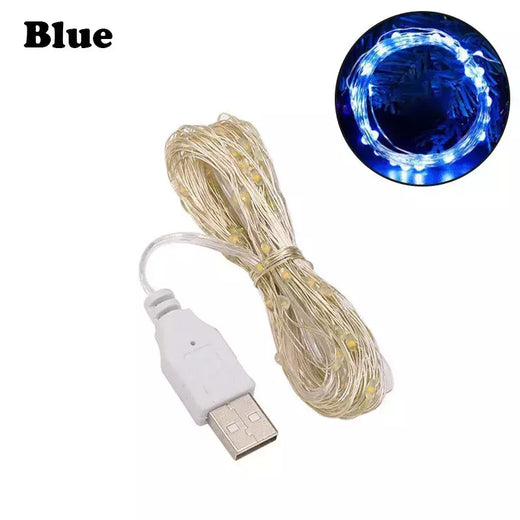 USB LED String Lights para Decoração de Natal, Impermeável Fairy Lights, Cobre Silver Wire, Guirlanda de Luz, Festa de casamento, 1 m, 2 m, 3 m, 5m