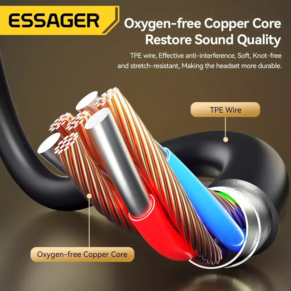 Essager 3.5mm fones de ouvido com fio no ouvido fones de ouvido com fio com microfone estéreo esportes controle em linha para telefones