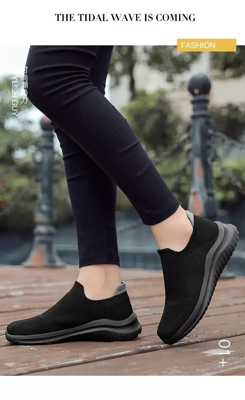Sapatos masculinos tênis de malha respirável deslizamento em tênis de corrida ao ar livre antiderrapante casal jogging treinamento caminhadas sapatos esportivos