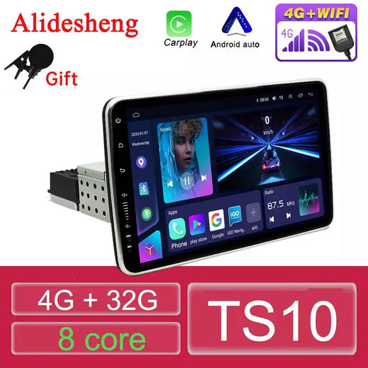 1din rotativo destacável 10 polegadas 8227 ts18 ts10 android rádio do carro mp3 multimídia player navegação gps carplay reprodutor de vídeo automático