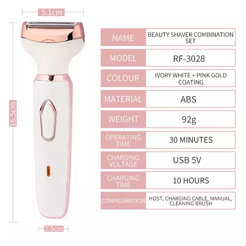 Depilador elétrico indolor para mulheres, biquíni, sobrancelha, nariz, senhora aparador, remoção facial do cabelo, cara, corpo, Shaver fêmea, Depilator, 4 em 1