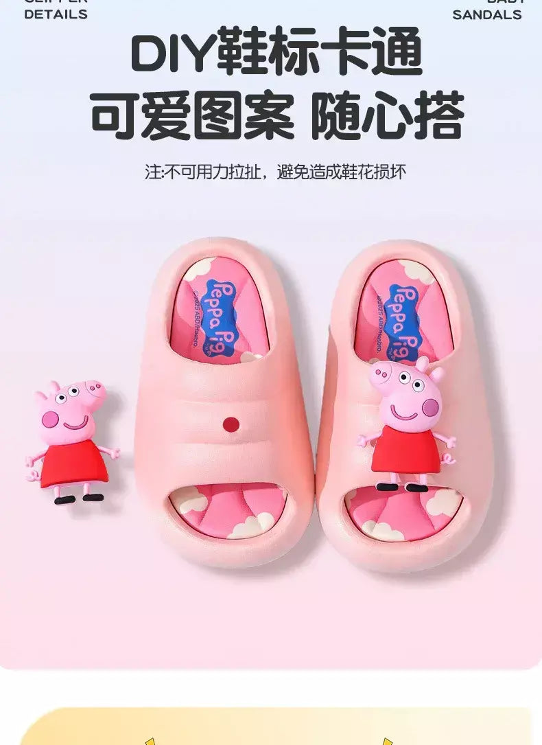 Peppa Pig Sandálias femininas de verão 2025 Novo estilo antiderrapante chinelos de banho internos para crianças em casa