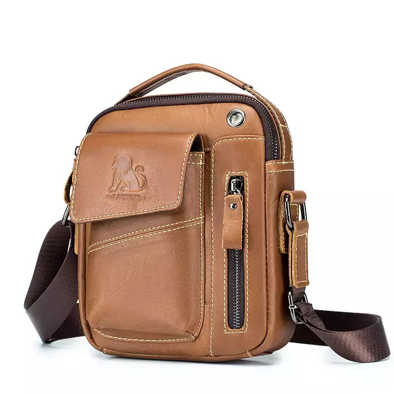Bolsa de ombro multifuncional para homens Couro Crossbody Bag Bolsa de alta capacidade