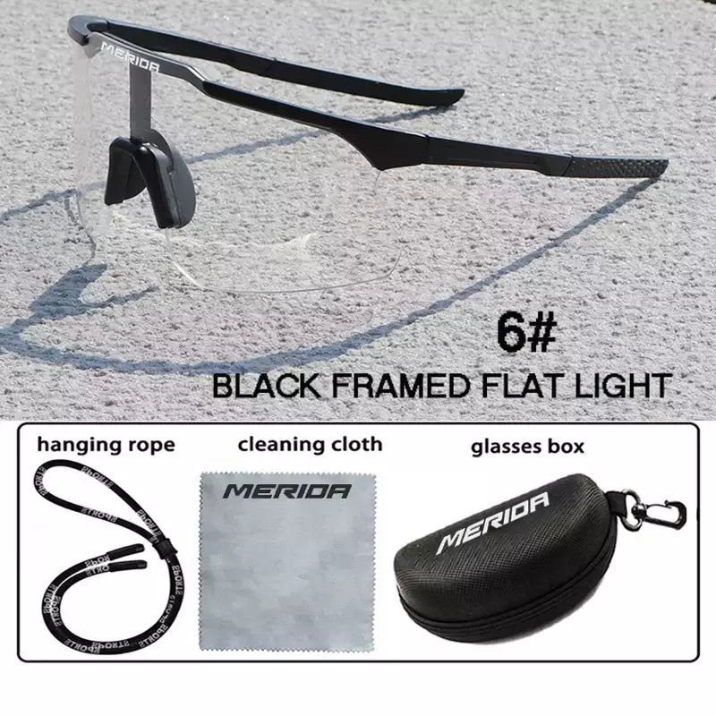 Merida-Óculos de sol para homens e mulheres, óculos esportivos, UV400, óculos de equitação, mountain bike, bicicleta de estrada, lentes ao ar livre com estojo