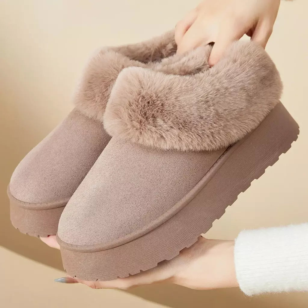 Botas de neve de fundo grosso feminino outono inverno novo estilo casual quente velo forrado pão sapato de algodão transfronteiriço
