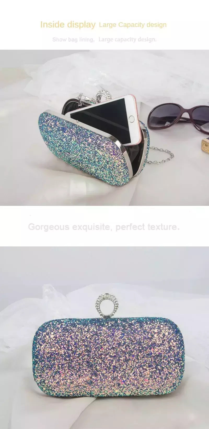 Evening Pink Clutch Purse Mulheres Bling Lantejoulas Bolsas 2023 Novo Designer De Moda Saco De Telefone De Luxo Crossbody Pequeno Saco De Designer