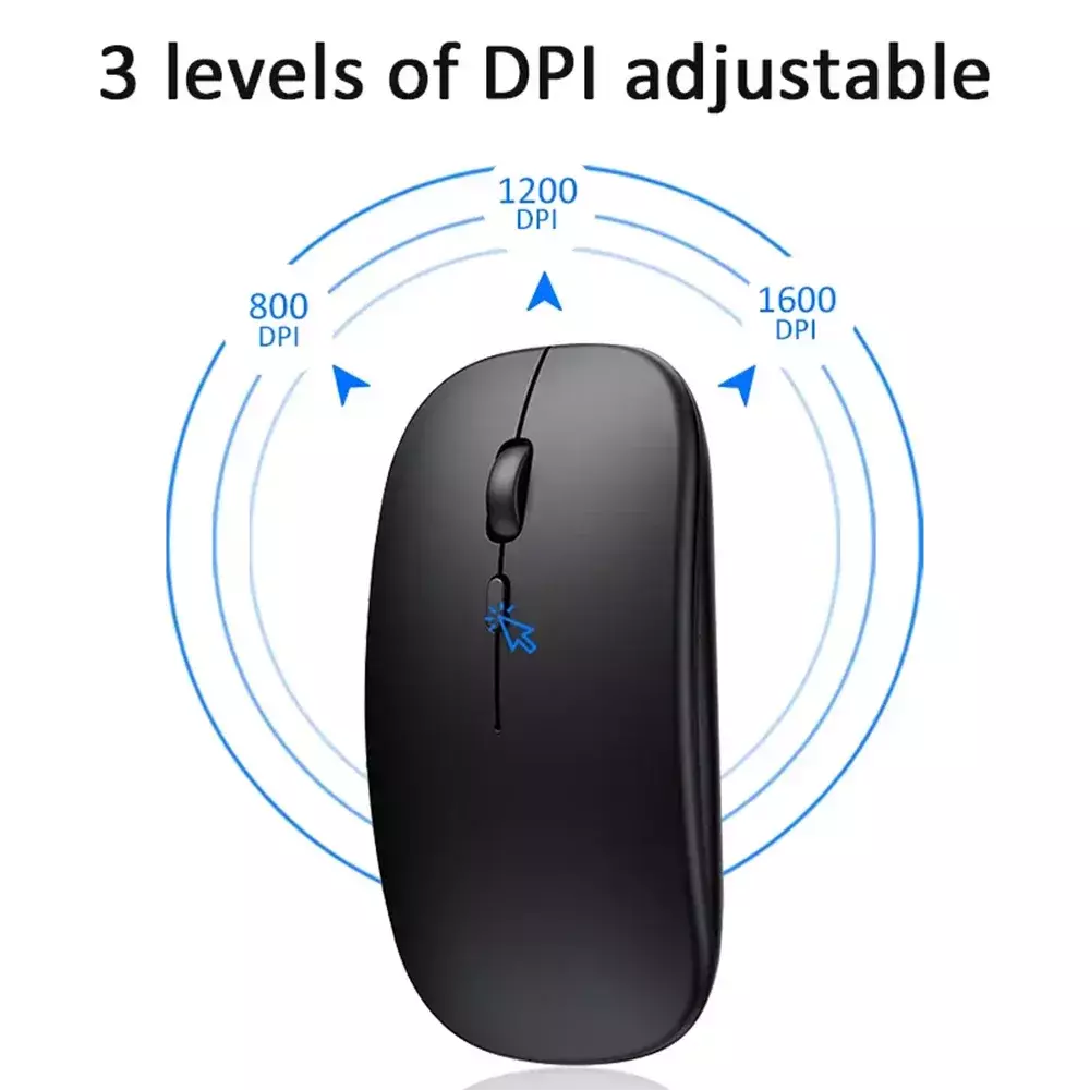 Mouse para jogos sem fio com modo único, Mouse de bateria com receptor USB, DPI ajustável, apto para PC, laptop, notebook, casa e escritório, 2.4GHz